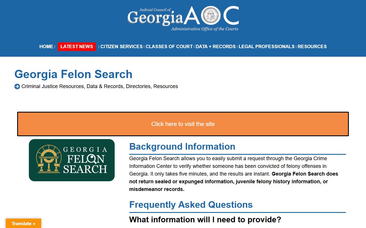 Georgia Felon Search for Wheeler County court records after arrest
